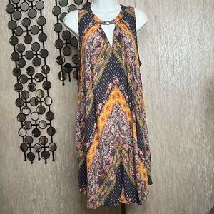 Umgee patchwork hippie Dress with Keyhole